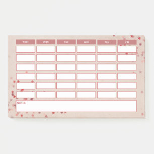 Post-it® Girly Pink Stars Horaire hebdomadaire de l'école H