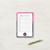 Post-it® Glam Black Grey Hot Pink Waves Monogramme To Do Li (Sur un bureau)