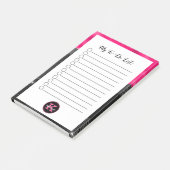 Post-it® Glam Black Grey Hot Pink Waves Monogramme To Do Li (Incliné)
