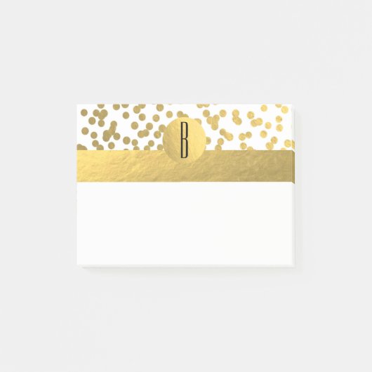 Post-it® Glam Monogramme moderne à huile d'or Confetti (Devant)