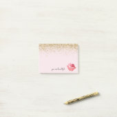 Post-it® Glam Parties scintillant or rose Aquarelle Kiss (Sur un bureau)