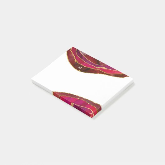 Post-it® Glam Red Geode avec or et monogramme | Noël (Incliné)