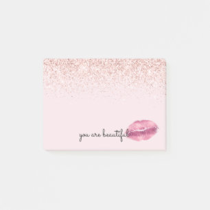 Post-it® Glam Rose Kiss Lips Blush Parties scintillant