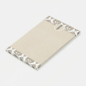Post-it® Glam Rustique Burlap Damask Kraft Monogramme initi (Incliné)