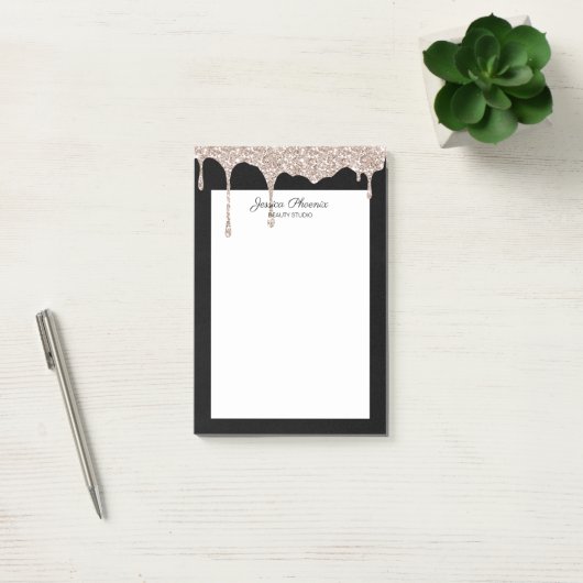 Post-it® Glamour moderne Beige Gold Schwarz Glitter (Bureau)