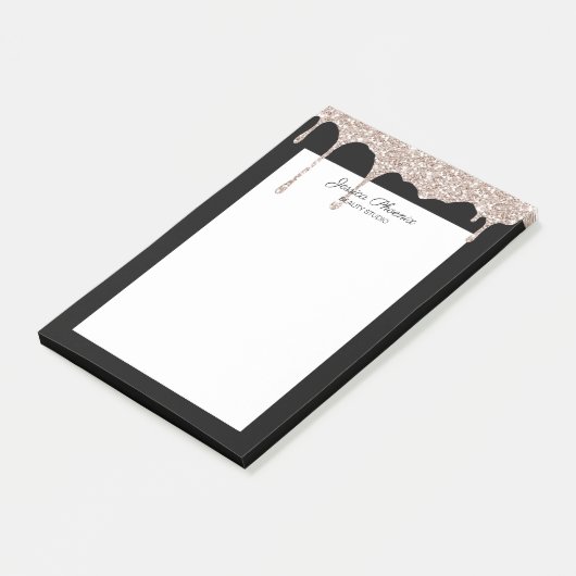 Post-it® Glamour moderne Beige Gold Schwarz Glitter (Incliné)