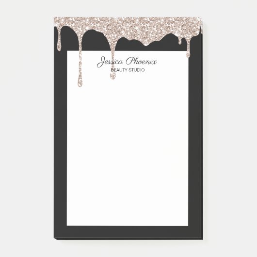 Post-it® Glamour moderne Beige Gold Schwarz Glitter (Devant)