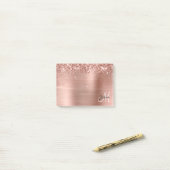 Post-it® Glitter Rose or huile noir et blanc Monogramme (Sur un bureau)