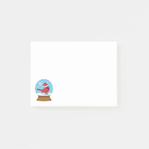 Post-it® Globe des neiges avec cardinal rouge mignon
