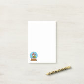 Post-it® Globe des neiges avec Chouette du Père Noël (Sur un bureau)