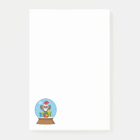 Post-it® Globe des neiges avec Chouette du Père Noël (Devant)