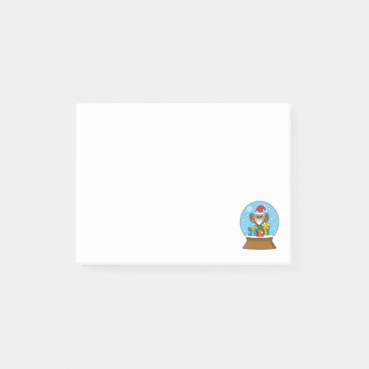 Post-it® Globe des neiges avec Chouette du Père Noël (Devant)