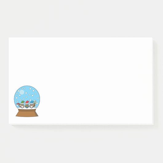 Post-it® Globe des neiges avec trois Chouettes Gnomes (Devant)