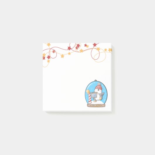 Post-it® Globe des neiges - Notes du Penguin de Noël (Devant)