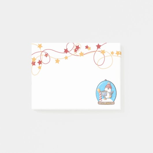 Post-it® Globe des neiges - Notes du Penguin de Noël (Devant)