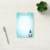 Post-it® Gnome mignon sur turquoise & blanc bordé (Bureau)
