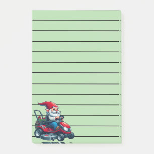 Post-it® Gnome sur l'équitation tondeuse de pelouse avec pa