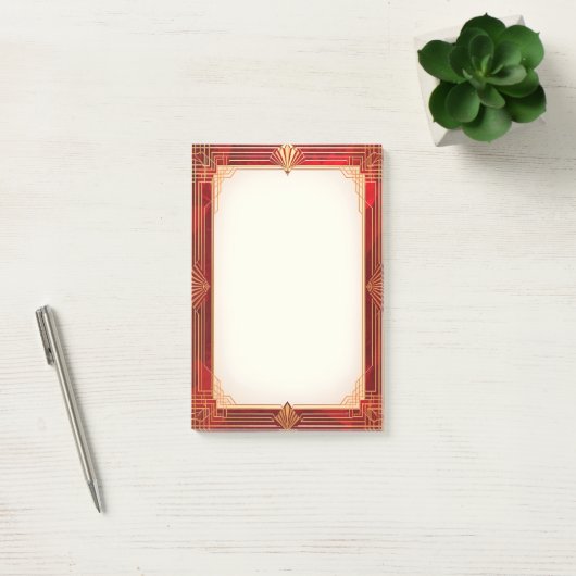 Post-it® Gold Art Deco Frame on Red (Bureau)