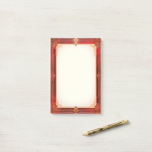 Post-it® Gold Art Deco Frame on Red (Sur un bureau)