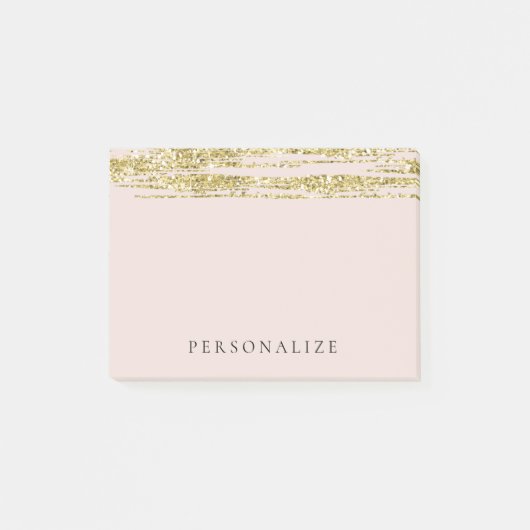 Post-it® Gold Faux Parties scintillant Blush Pink Stripes (Devant)