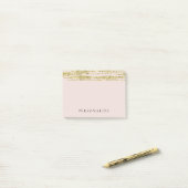 Post-it® Gold Faux Parties scintillant Blush Pink Stripes (Sur un bureau)