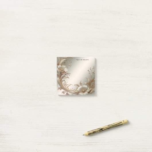 Post-it® Gold Floral Post it Notes (Sur un bureau)