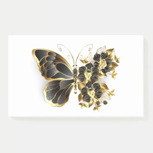 Post-it® Gold flower Butterfly with Black Orchid (Devant)