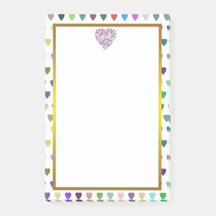 Post-it® Gold Foil Bleu rose amour Motif de coeur Valentine