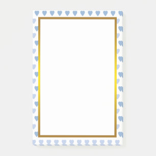 Post-it® Gold Foil Blue Love Heart Motif Valentine