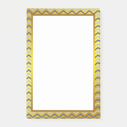 Post-it® Gold Foil Silver Grey Chevron Zigzag Motif (Devant)