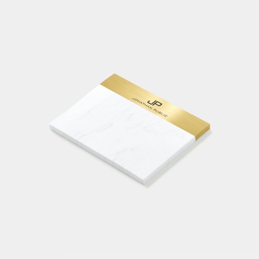 Post-it® Gold&Marble Moderne Simple Modèle monogramme (Incliné)