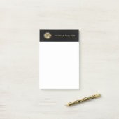Post-it® Gold Monogram Black Leather Look Elegant (Sur un bureau)