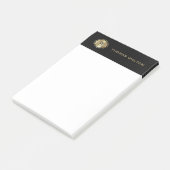 Post-it® Gold Monogram Black Leather Look Elegant (Incliné)