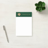Post-it® Gold Monogram Emerald Green Leather Look Elegant (Bureau)