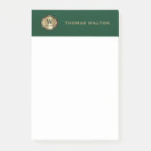 Post-it® Gold Monogram Emerald Green Leather Look Elegant (Devant)
