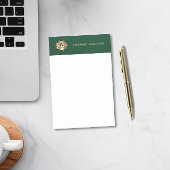 Post-it® Gold Monogram Emerald Green Leather Look Elegant