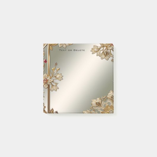 Post-it® Gold Ornate Floral Post it Notes (Devant)