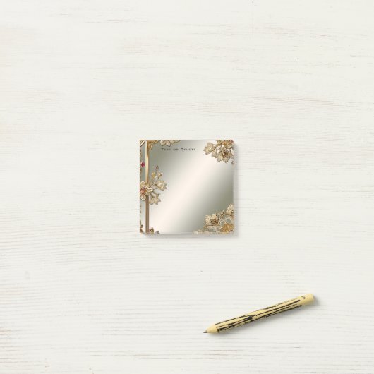Post-it® Gold Ornate Floral Post it Notes (Sur un bureau)