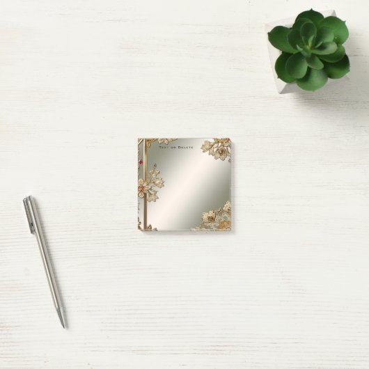 Post-it® Gold Ornate Floral Post it Notes (Bureau)