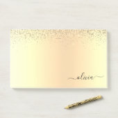 Post-it® Gold Parties scintillant Girly Luxe Moderne Monogr (Sur un bureau)