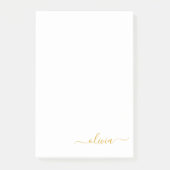 Post-it® Gold White Modern Script Girl Monogramme Nom (Devant)