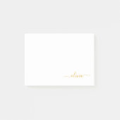 Post-it® Gold White Modern Script Girl Monogramme Nom (Devant)
