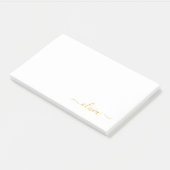 Post-it® Gold White Modern Script Girl Monogramme Nom (Incliné)