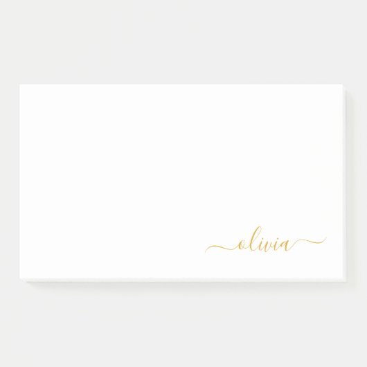 Post-it® Gold White Modern Script Girl Monogramme Nom (Devant)