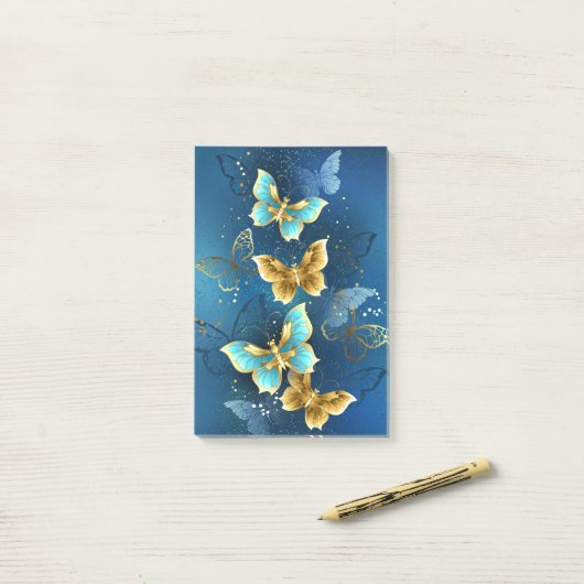 Post-it® Golden butterflies (Sur un bureau)