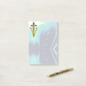 Post-it® GOLDEN CADUCEUS VETERINARY SYMBOLE / Teal Blue (Sur un bureau)