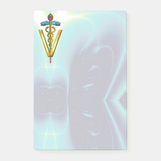 Post-it® GOLDEN CADUCEUS VETERINARY SYMBOLE / Teal Blue (Devant)