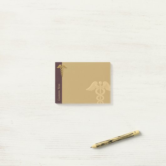 Post-it® Golden Double Snake Caduceus Post-it Notes (Sur un bureau)