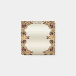 Post-it® Golden Flowers Red Gemstone Post it Notes