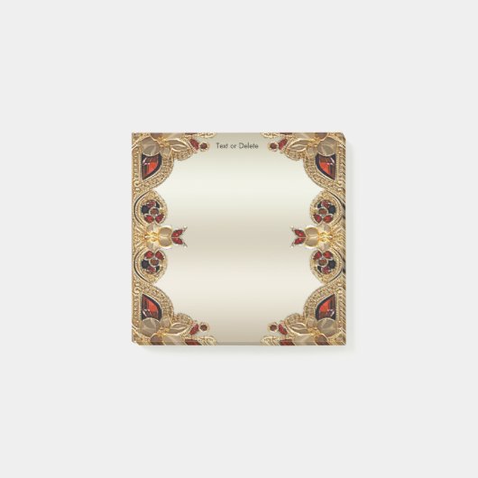 Post-it® Golden Flowers Red Gemstone Post it Notes (Devant)